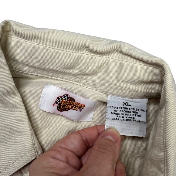 Winner's Circle Dale Earnhardt Jr Button Up Long Sleeve Shirt FLAW Light Tan XL - Picture 8 of 8